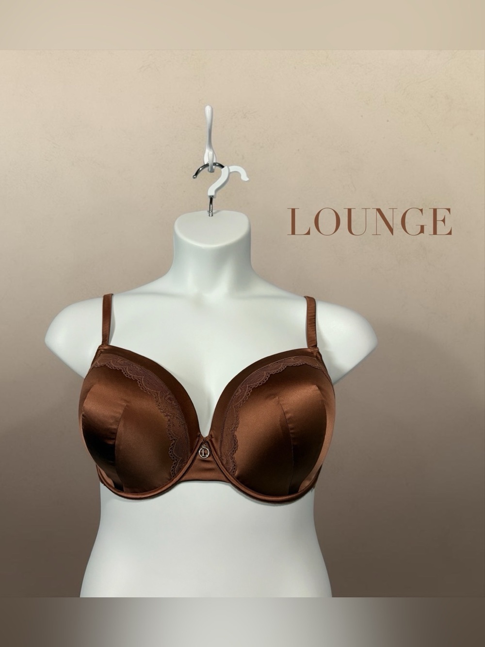 NEW, Lounge, Soft Satin T-Shirt Bra, 36FF Bronze, Luxury Underwire Bra